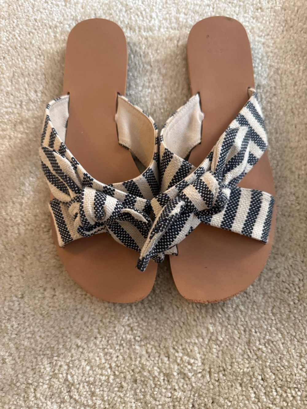 Target Striped Bow Slide Sandals - Black & Cream